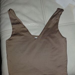 Amisu V-Neck Sleeveless Tank Top - Taupe Brown